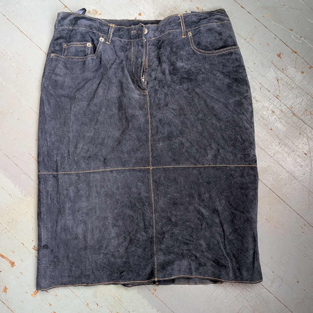 Isaac Mizrahi Suede Leather Mini Skirt